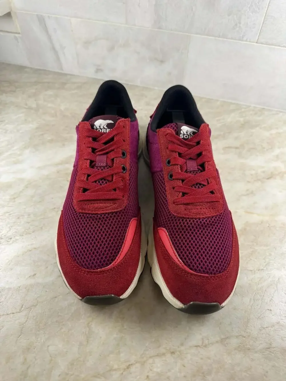 Sorel Kinetic Rush Sneakers Womens 8.5 Red Mesh Lace Up Athletic Shoes NL3516